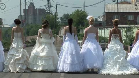 Brides are turning around Stock Footage 11226225