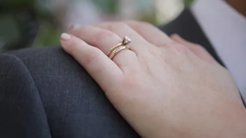 Brides beautiful wedding ring Stock Footage 145853323
