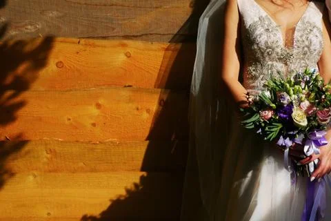 Bride's bouquet in the background Stock Photos