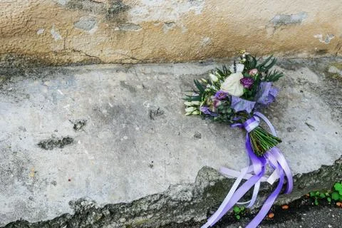 Bride's bouquet in the background Stock Photos