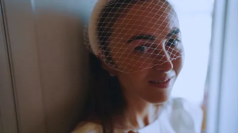 The bride's face with a veil Stock Footage 200941517