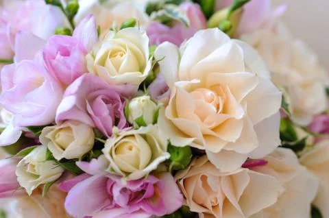 Brides flowers closeup. Stock Photos
