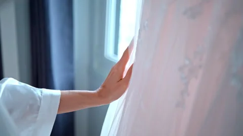 Bride's Gentle Touch on Veil, Capturing a Serene Pre-Wedding Moment Stock Footage 333457612