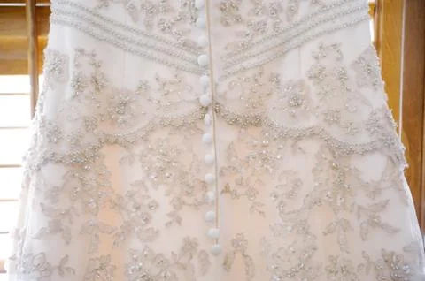 Brides gown close-up Stock Photos