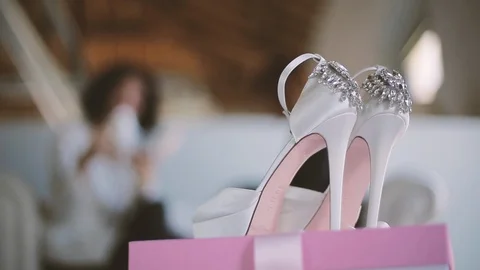 Bride's heels with glitter Stock Footage 86438517