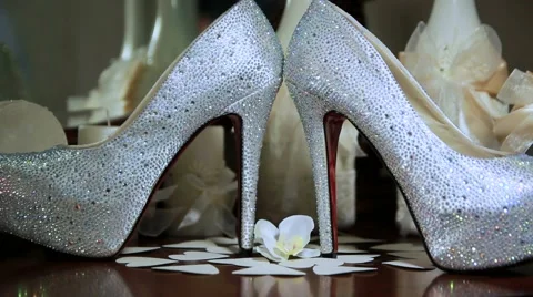 Bride's Wedding Shoes Video stock 52338372