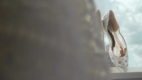 Brides Wedding Shoes in the Window Video stock 148499681