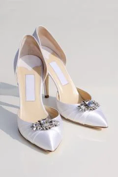 Brides white shoes Stock Photos