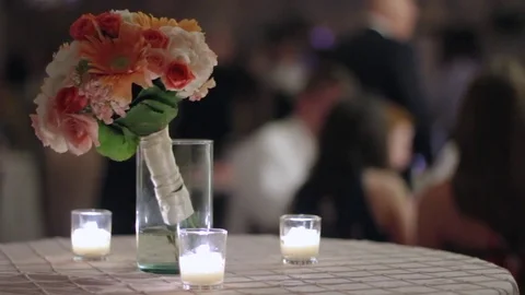 Bridesmaid Bouquet On Table Video stock 73836851