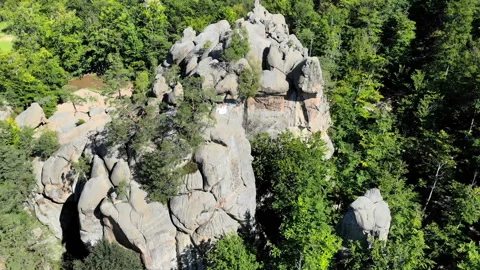 Bridesmaid on the edge of the cliff. High cliffs surround the bride. The camera Stock Footage 100850176