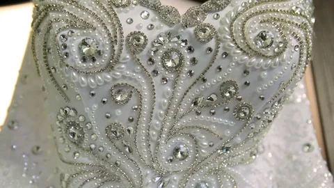 Bridesmaid gown decorated with stones. Video stock 75073722