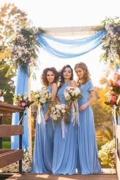 Bridesmaids in park 写真素材