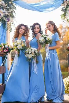 Bridesmaids in park Fotos Stock