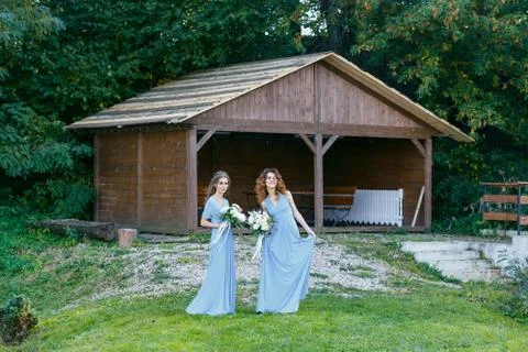 Bridesmaids in park Fotos Stock