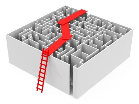 Bridge above a maze Stock Illustration