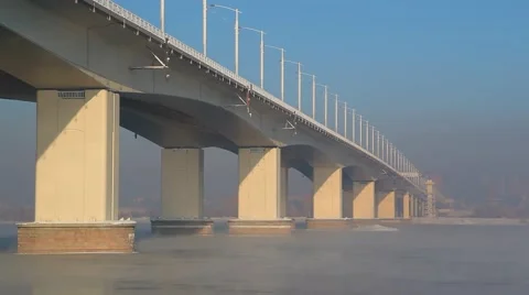 The bridge across the Angara river Stock Footage 61413586