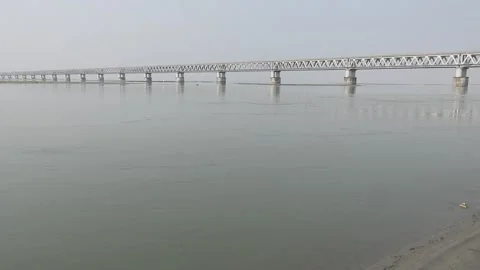 Bridge across Brahmaputra River 스톡 동영상 248497044