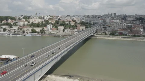 Bridge Across Danube in Belgrade Stock Footage 117833367