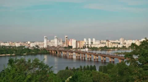 Bridge Across the Dnieper Stock Footage 11236579