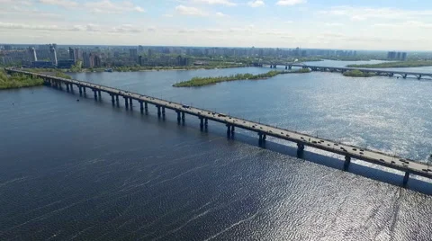 Bridge Across the Dnieper. Kiev in May 2016 Stock Footage 63426508