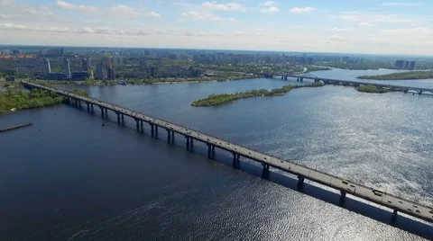Bridge Across the Dnieper. Kiev in May 2016 Video stock 63426522
