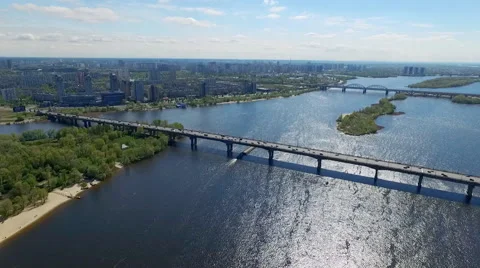 Bridge Across the Dnieper. Kiev in May 2016 Stock Footage 63426563