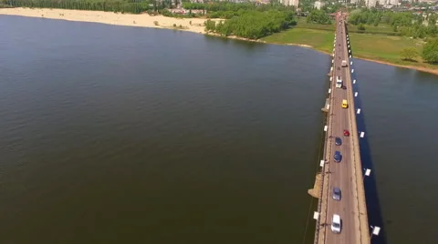 The bridge across the Dnieper River. Video stock 63203248