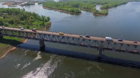 The bridge across the Dnieper River. Video stock 63204860