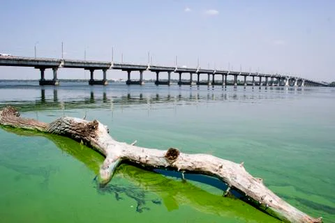 Bridge across the Dnieper River Stock Photos