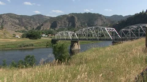 Bridge across the Missouri Stock Footage 12761285