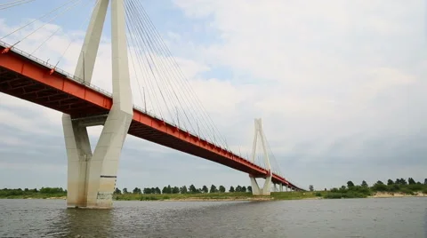 The bridge across the Oka River Stock Footage 52265564