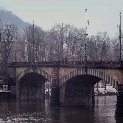 The bridge across the river. Stock Footage 69424735