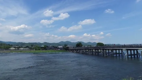 The bridge across the river Stock Footage 73447575