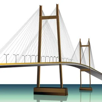Bridge across a river Stock Illustration