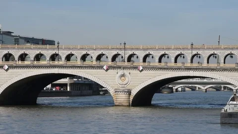 Bridge across the Seine in Paris Stock Footage 74100481