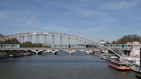 Bridge across the Seine in Paris Stock Footage 74100729