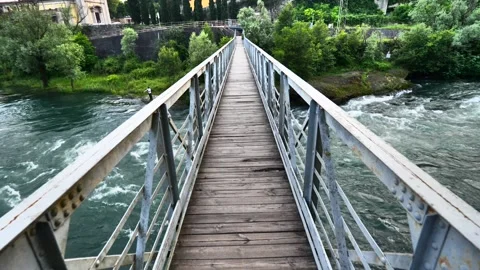Bridge on Adda river Stock Footage 130881976