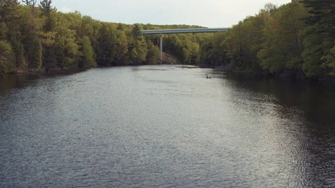 Bridge Aerial Approach From Below Stock Footage 71329379