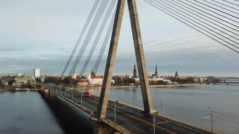 Bridge aerial flight Stock Footage 122158381