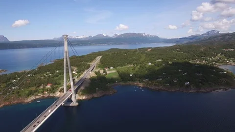 Bridge Aerial Hyper Lapse 4k - Hålogaland Bridge Norway Stock Footage 121562216