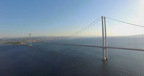 Bridge Aerial View at Sunset Stock Footage 129377874