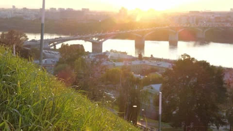 Bridge against sunset background Video stock 252444451