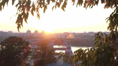 Bridge against sunset background Video stock 252444570