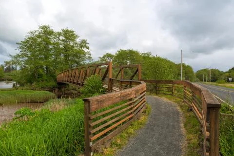 Bridge along Lewis and Clark Hiking Trail in Astoria OR Fotos Stock