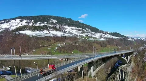 Bridge alps aerial view Stockbeeldmateriaal 49635535