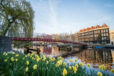 Bridge in Amsterdam in spring Stock Photos
