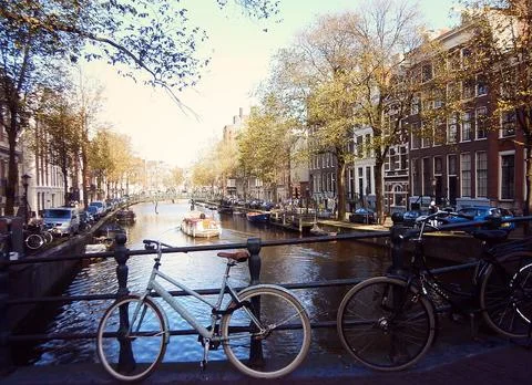 Bridge and bicycles. Stock-Fotos
