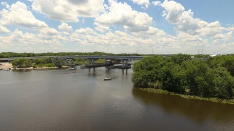 Bridge and Boat Stock Footage 108877812