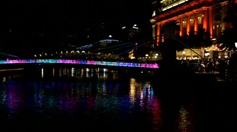Bridge and building on the river Stock Footage 782005