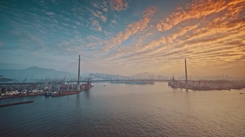 Bridge and cargo terminal Video stock 127930036